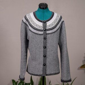 Talbots Cardigan Sweater Grey Wool Angora Size XL